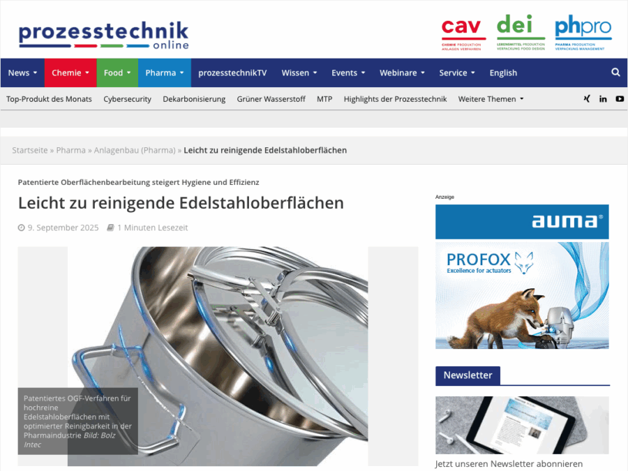 BOLZ INTEC auch online im Fachmagazin „phpro“ vertreten