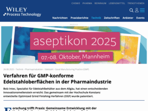 BOLZ INTEC: Online-Bericht zu GMP-konformen Edelstahloberflächen